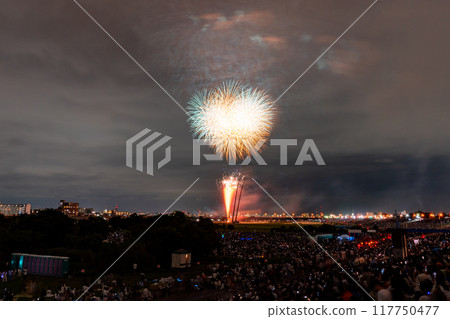 Edogawa (Ichikawa) Fireworks Festival, photographed from Edogawa Ward, Tokyo 117750477