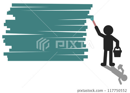 Illustration of a person painting and filling in oil paint 117750552