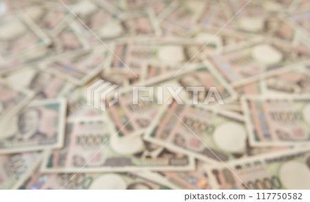 Out of focus 10,000 yen note, banknote, cash Out of focus 10,000 yen note, banknote, cash 117750582