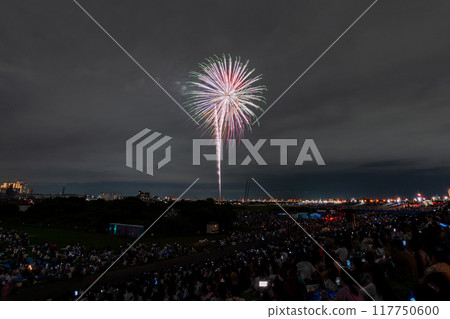 Edogawa (Ichikawa) Fireworks Festival, photographed from Edogawa Ward, Tokyo Edogawa (Ichikawa) Fireworks Festival, photographed from Edogawa Ward, Tokyo 117750600