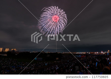 Edogawa (Ichikawa) Fireworks Festival, photographed from Edogawa Ward, Tokyo 117750605