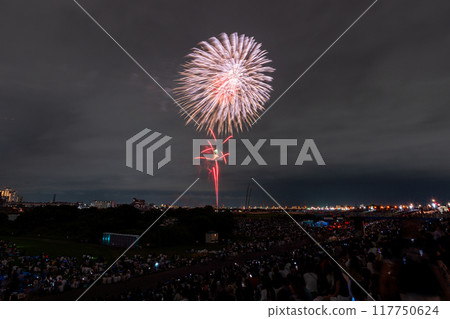Edogawa (Ichikawa) Fireworks Festival, photographed from Edogawa Ward, Tokyo 117750624