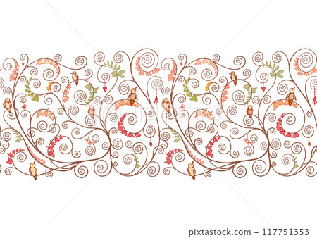 Tree branches with birds, inspired by Gustav Klimt's tree of life 117751353