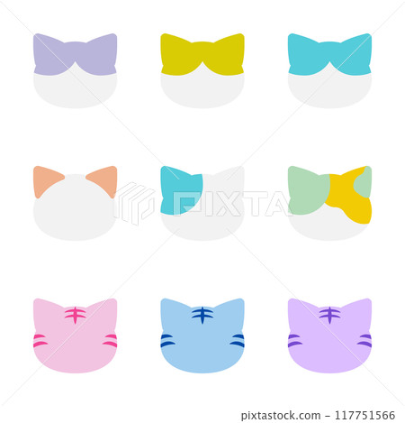Various cat patterns illustrations colorful 117751566