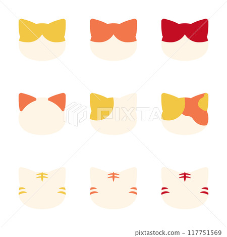 Various cat patterns illustrations vitamin colors 117751569