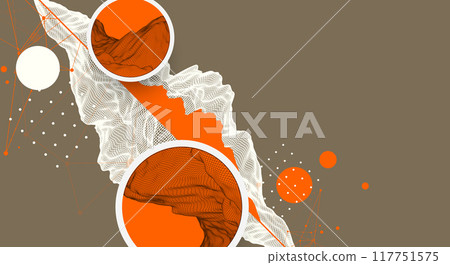 Trendy abstract wireframe mountain background. Modern science or technology art elements. Surface illustration. Vector hand drawn. Trendy abstract wireframe mountain background. Modern science or technology art elements. Surface illustration. Vector hand drawn. 117751575