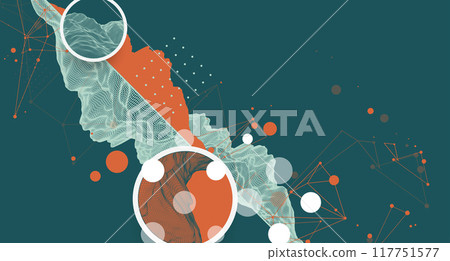 Trendy abstract wireframe mountain background. Modern science or technology art elements. Surface illustration. Vector hand drawn. 117751577