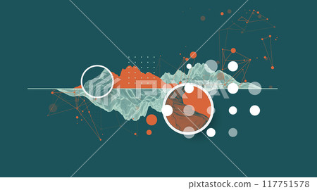 Trendy abstract wireframe mountain background. Modern science or technology art elements. Surface illustration. Vector hand drawn. Trendy abstract wireframe mountain background. Modern science or technology art elements. Surface illustration. Vector hand drawn. 117751578