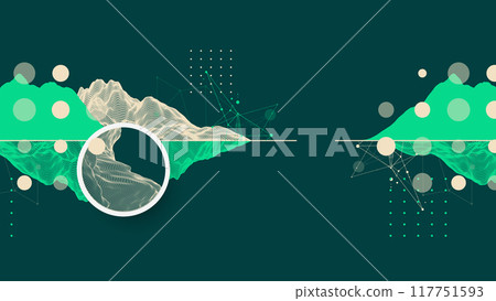Trendy abstract wireframe mountain background. Modern science or technology art elements. Surface illustration. Vector hand drawn. Trendy abstract wireframe mountain background. Modern science or technology art elements. Surface illustration. Vector hand drawn. 117751593