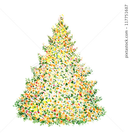 Christmas tree isolated on white..  Watercolor illustration. 117751687