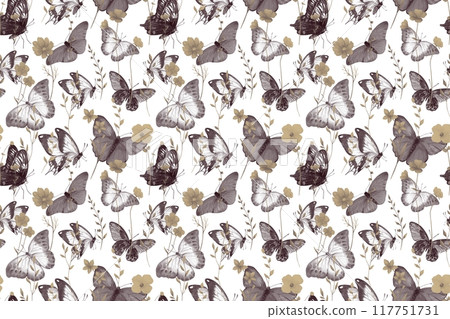 Seamless watercolor butterfly pattern Seamless watercolor butterfly pattern 117751731