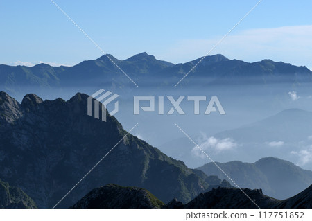 Mount Asahi, Mount Shirouma, and Mount Shirouma Yarigatake as seen from Mount Betsuyama 117751852