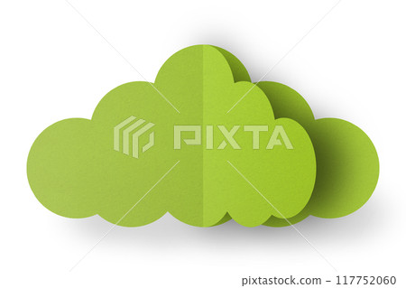 Green paper clouds isolated on white background Green paper clouds isolated on white background 117752060