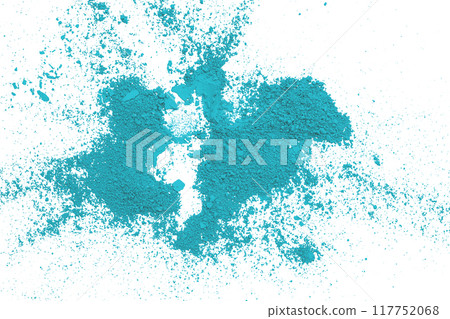 Light blue powder isolated on white background. Light blue powder isolated on white background. 117752068