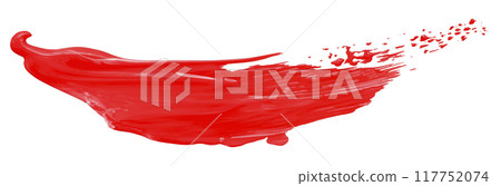 Shiny red liquid from separate brush strokes on white background. 117752074