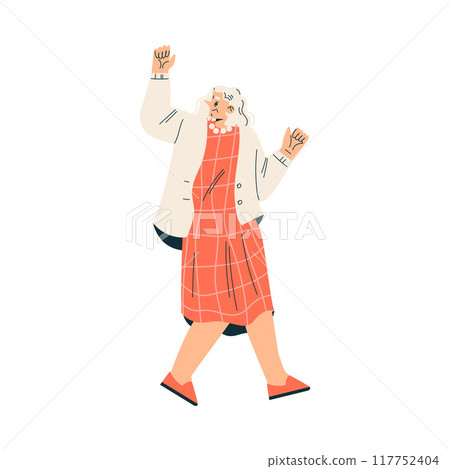 Senior Woman Character Dancing Moving His Body Vector Illustration Senior Woman Character Dancing Moving His Body Vector Illustration 117752404