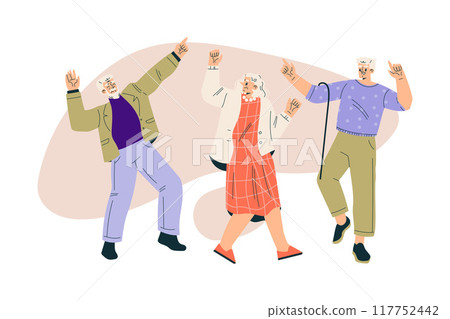 Nursing Home with Retired Man and Woman Character Dancing Vector Illustration Nursing Home with Retired Man and Woman Character Dancing Vector Illustration 117752442