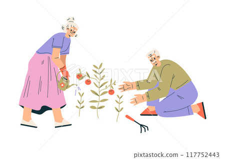 Nursing Home with Retired Man and Woman Character Do Garden Work Vector Illustration Nursing Home with Retired Man and Woman Character Do Garden Work Vector Illustration 117752443