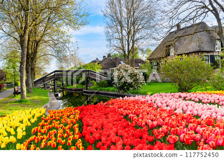 skyline of old town Giethoorn 117752450