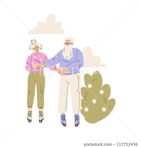 Nursing Home with Retired Man and Woman Character Roller Skating Vector Illustration Nursing Home with Retired Man and Woman Character Roller Skating Vector Illustration 117752456