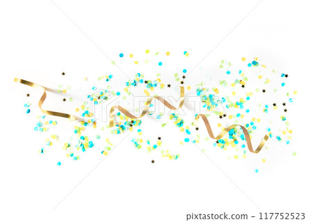 Happy birthday or any holiday festive background with confetti Happy birthday or any holiday festive background with confetti 117752523