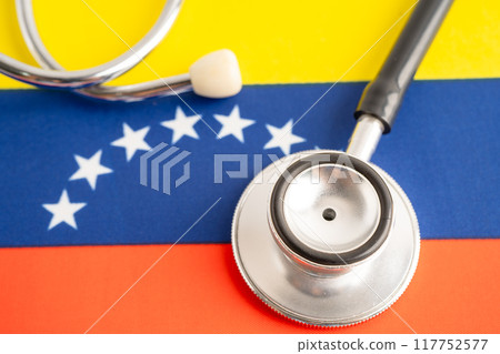 Stethoscope on Venezuela flag, Business and finance. Stethoscope on Venezuela flag, Business and finance. 117752577