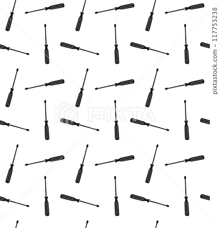 Vector seamless pattern of screwdriver silhouette Vector seamless pattern of screwdriver silhouette 117753238