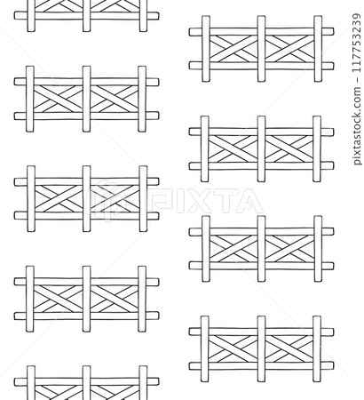 Vector seamless pattern of hand drawn fence Vector seamless pattern of hand drawn fence 117753239