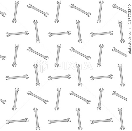 Vector seamless pattern of hand drawn wrench 117753240