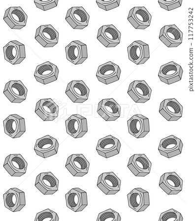 Vector seamless pattern of hand drawn screw Vector seamless pattern of hand drawn screw 117753242