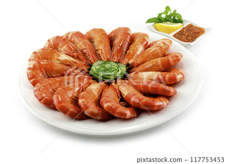 Tiger Prawns with Spicy dipping sauce Tiger Prawns with Spicy dipping sauce 117753453