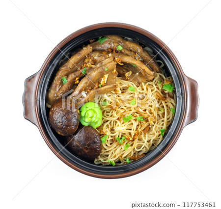 Egg Noodles with Duck Feets and mushrooms Egg Noodles with Duck Feets and mushrooms 117753461