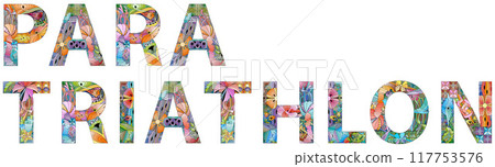 Words Para triathlon. Vector zentangle object for decoration Words Para triathlon. Vector zentangle object for decoration 117753576