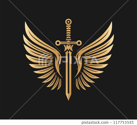Sword and wings color vector template illustration Sword and wings color vector template illustration 117753585
