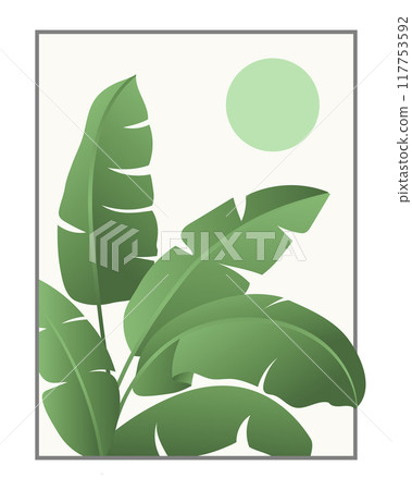 banana leaves decoration wall art on white background banana leaves decoration wall art on white background 117753592