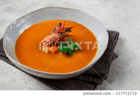 shrimp cream soup, bisque soup, French cuisine, homemade, no people, shrimp cream soup, bisque soup, French cuisine, homemade, no people, 117753719