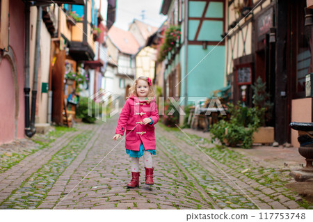 Kids in historical city center in France 117753748