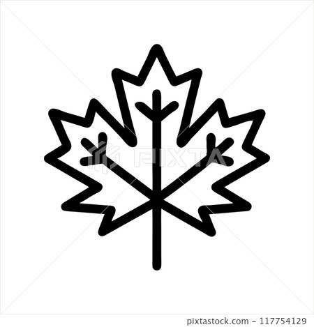 A minimalistic vector icon of a maple leaf, ideal for representing nature, autumn, and Canadian themes. A minimalistic vector icon of a maple leaf, ideal for representing nature, autumn, and Canadian themes. 117754129