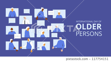 International day of older persons template. Vector illustration with characters. International day of older persons template. Vector illustration with characters. 117754151