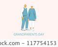Grandparents day banner template. Couple of elderly people. Vector illustration with characters. 117754153