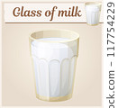 A glass of milk cartoon illustration, drink vector icon 117754229