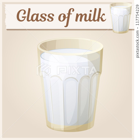A glass of milk cartoon illustration, drink vector icon 117754229