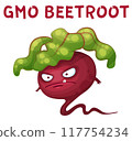 GMO Beetroot Vegetable Illustration. Cartoon Vector Funny Beetroot Character Icon 117754234