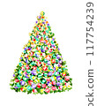 Christmas tree isolated on white..  Watercolor illustration. 117754239