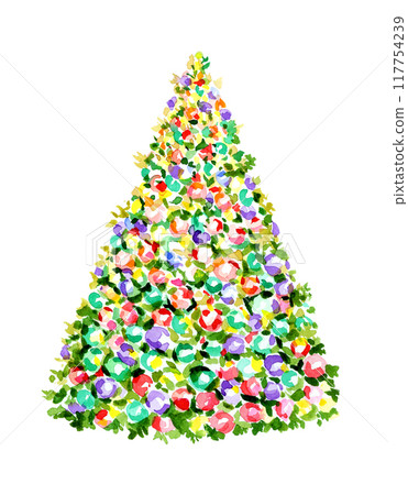 Christmas tree isolated on white.. Watercolor illustration. Christmas tree isolated on white.. Watercolor illustration. 117754239