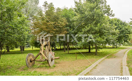 Wooden sculpture tricycle velosibeda Wooden sculpture tricycle velosibeda 117754463