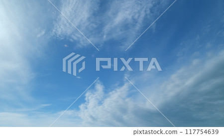 Altostratus clouds are full of streaks of beautiful clouds genus made up of ice crystals. Timelapse. 117754639