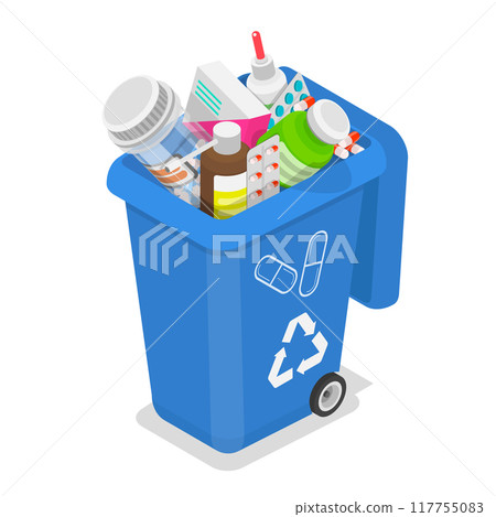 3D Isometric Flat Vector Illustration of Waste Management, Sorting Garbage. Item 5 117755083