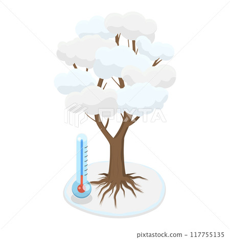 3D Isometric Flat Vector Illustration of Four Seasons, Spring, Summer, Autumn and Winter. Item 1 117755135