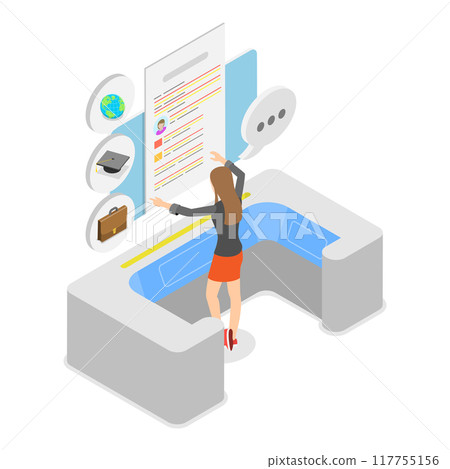 3D Isometric Flat Vector Illustration of Entry Permission, Visa Application Approval. Item 2 3D Isometric Flat Vector Illustration of Entry Permission, Visa Application Approval. Item 2 117755156